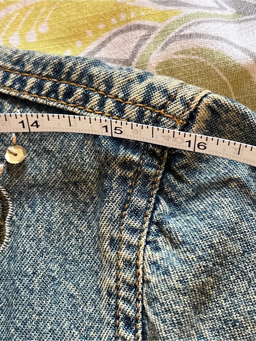 CRAZY LINE Embroidered Long Denim Coat - Green - Picture 14 of 14
